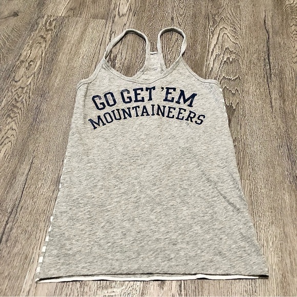 Like New
Title: PINK WV Mountaineers Racerback Tank Shirt Women’s Small Grey - Picture 1 of 4
